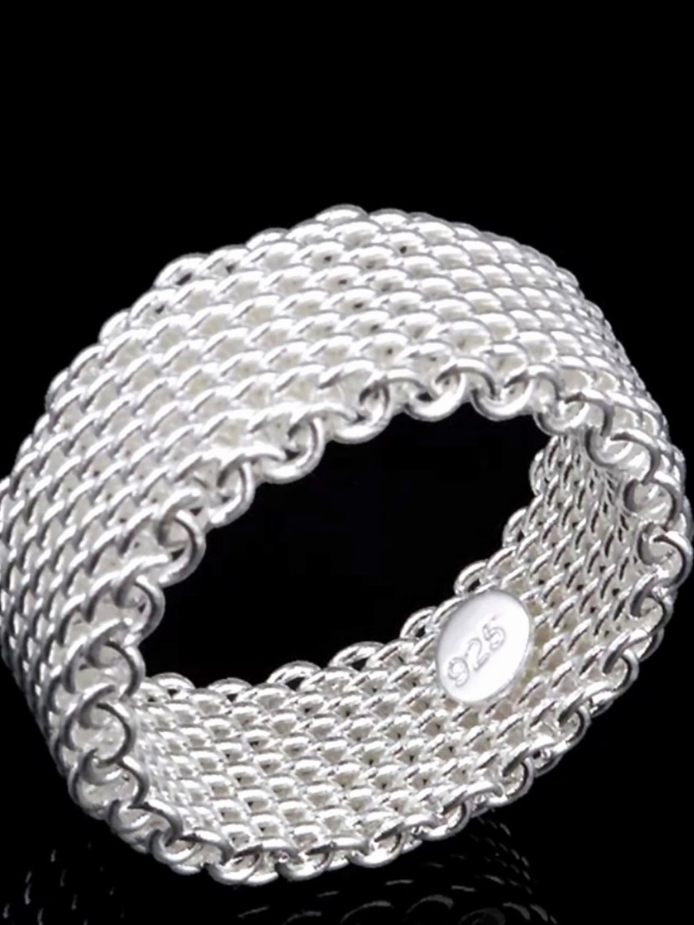 Silver Band Ring  .925 Thick Mesh Band Ring NWT sterling silver